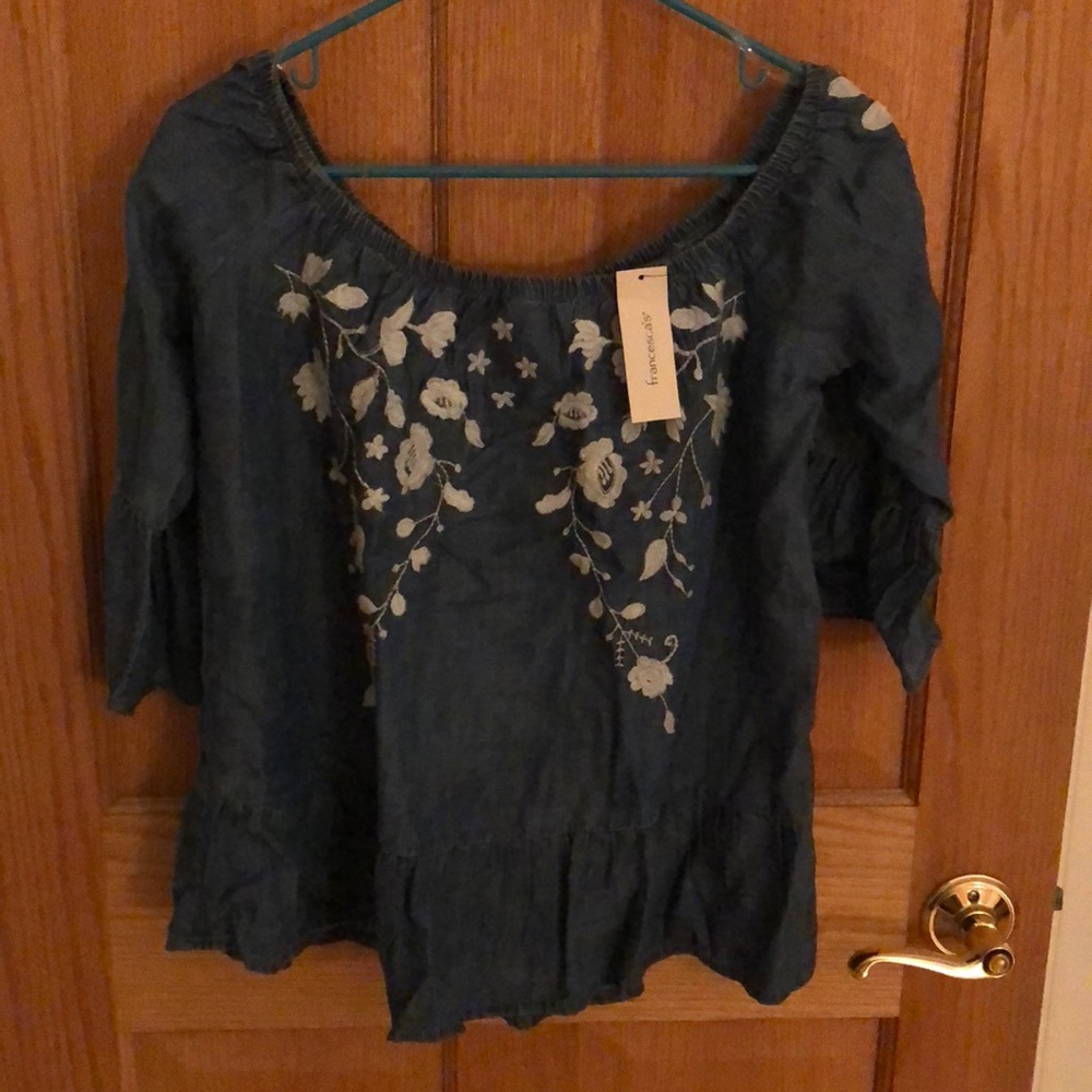 NEW Francesca’s Denim off the shoulder top